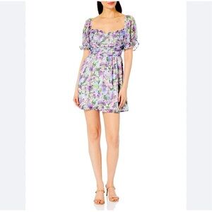 Speechless Women's Short Puff Sleeve Fit and Flare Peasant Mini Dress Size M